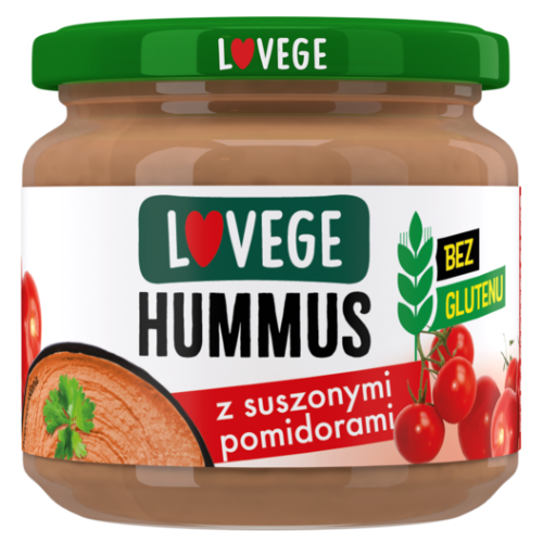 lovege hummus z suszonymi pomidorami w słoiku nowe logo
